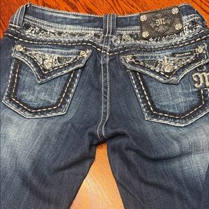 Miss Me Women's Dark Blue Boot Cut Jeans with Embellished Pockets 26x33